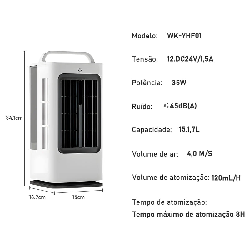 Mini Ventilador Portátil 3 em 1