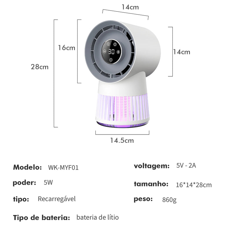 Mata-Mosquitos com Bateria Recarregável